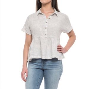 NWT Catherine Malandrino Linen Stripe Peplum